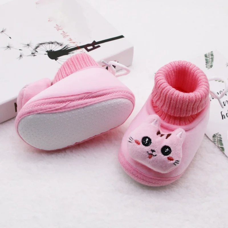 Winter Newborn Baby Girls Winter Boots Cartoon First Walkers Soft Soled Infant Toddler Kids Girl Footwear Shoes Booties