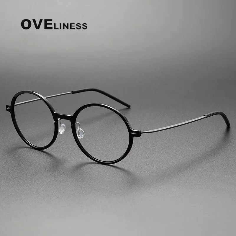 

2025 Glasses Frame Men Acetate Titanium Eyewear Eyeglasses Frames Women Retro Round Korean male full spectacles