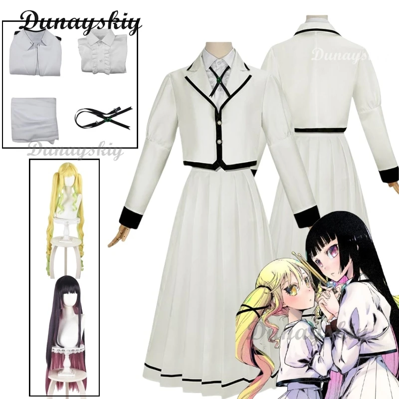 อะนิเมะ Rock Is A Lady's Modesty Otoha Kurogane คอสเพลย์สีขาวชุดวิกผม JK กระโปรง Lilisa Suzunomiya ฮาโลวีนสําหรับผู้หญิง Carnival