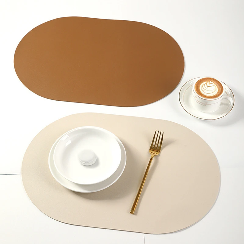 Leather Placemat Oval Oil-Proof Table Mat Home Dining Kitchen Table Placemat Design Dining Waterproof Heat Resistant Home Decor