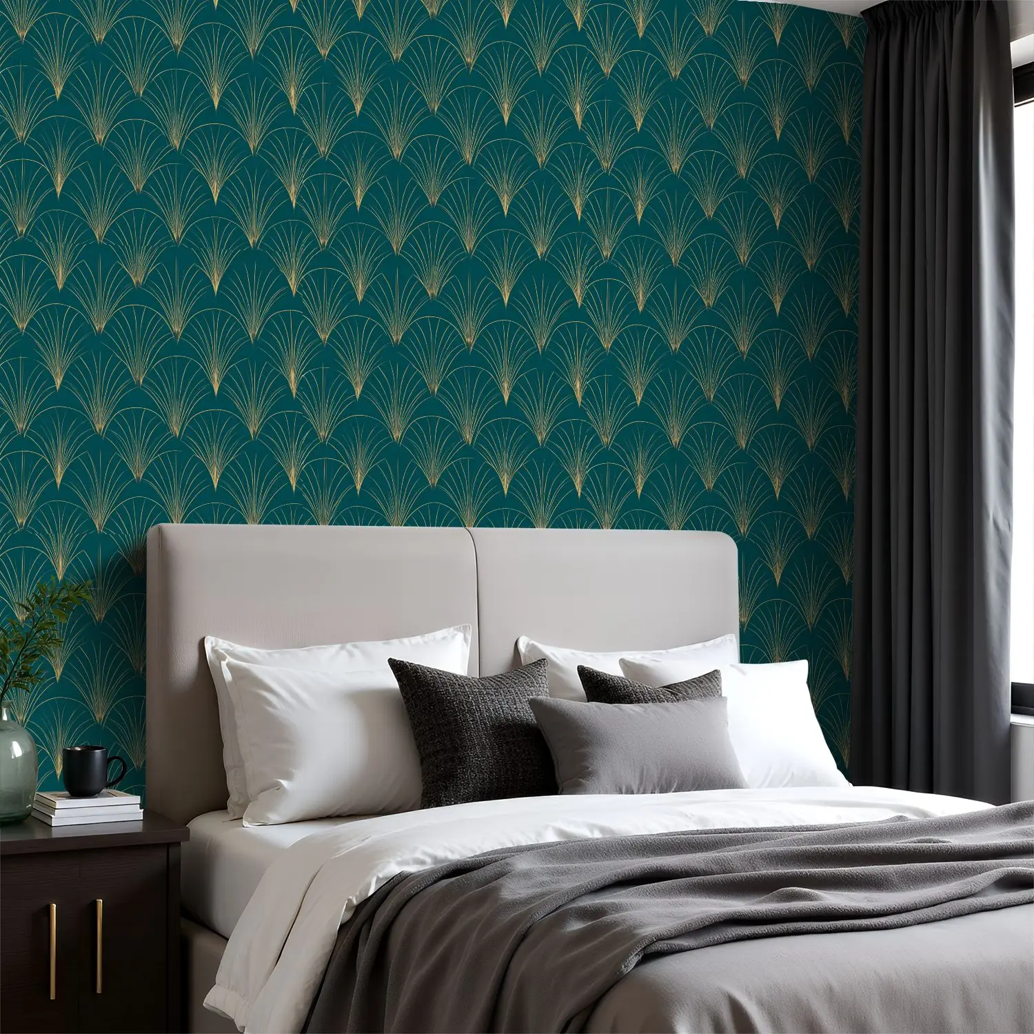 

Элегантные обои с золотыми бирюзовыми линиями 22,83 "X 118" водонепроницаемые обои для гостиной/спальни/ванной комнаты, наклейка на стену из ПВХ