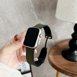 Strap for Apple watch band 44mm 40mm 45mm 41mm 49mm 42 46mm Leather+silicone bracelet for iWatch series 10 9 8 7 6 se 5 4 ultra