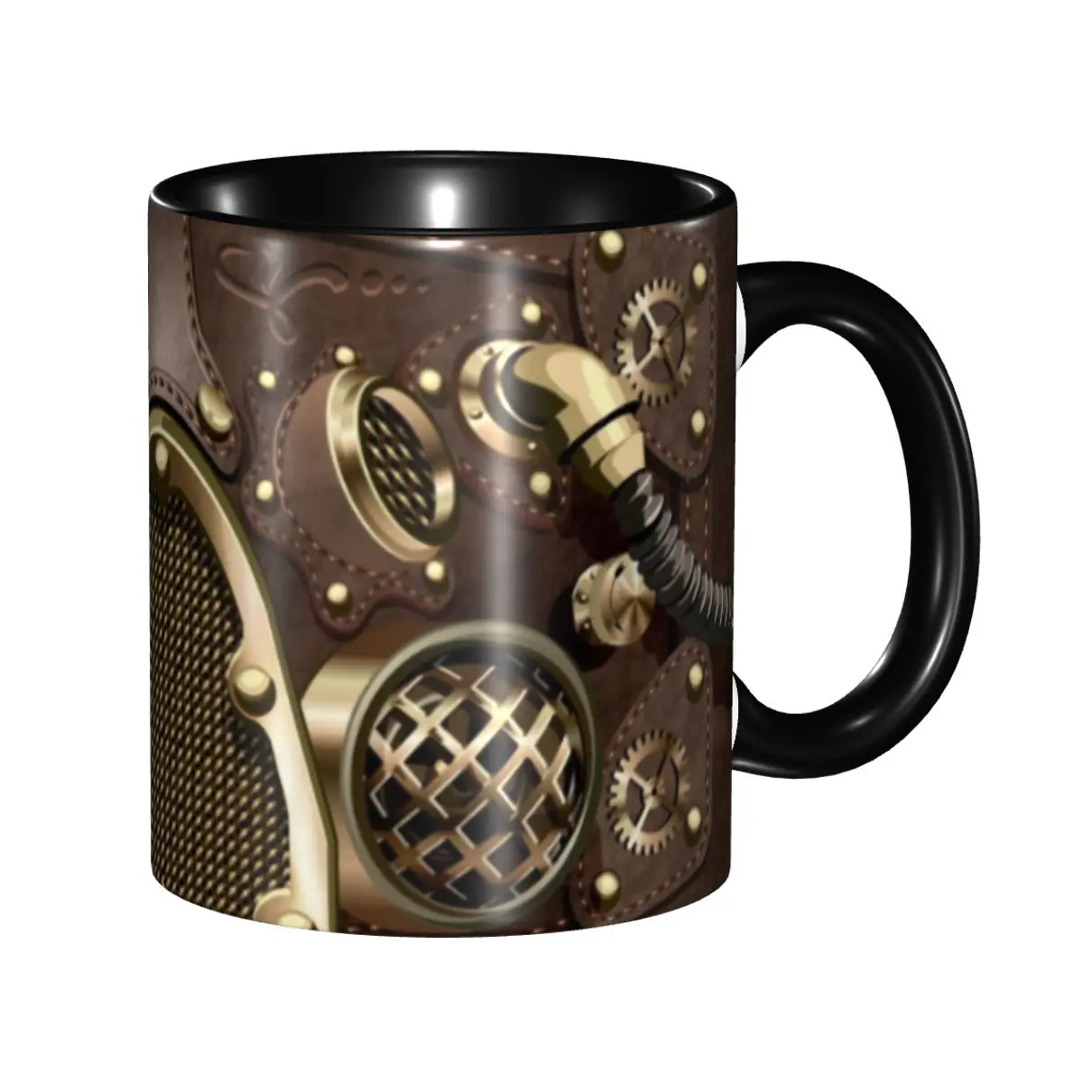 

Steampunk Leather Coffee Mug DIY Customized Pilot Air Fighter Helmet Ceramic Tea Milk Mug
