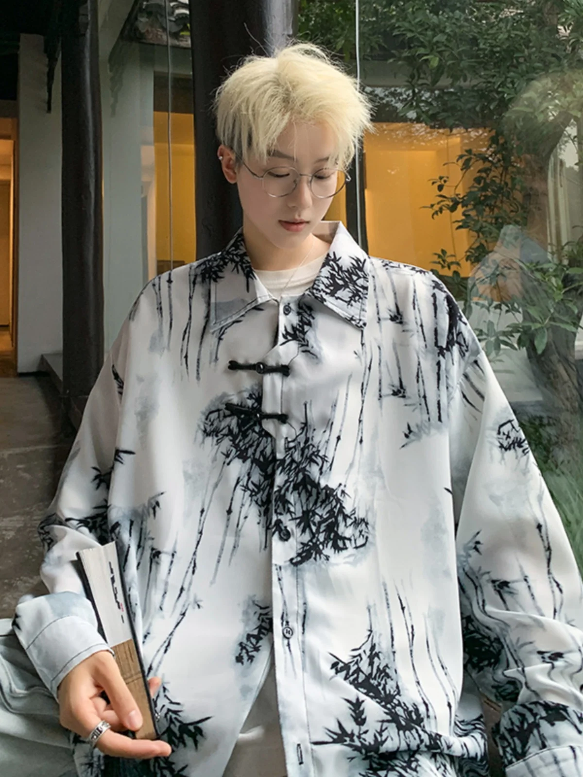 

Мужская рубашка свободного кроя с длинным рукавом, с узором «водяной знак», в китайском стиле, весна-осень, модная, абсолютно новая, в китайском национальном стиле, высокого качества.