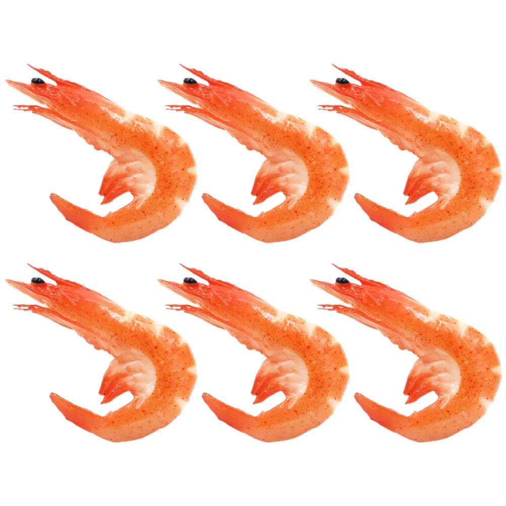 

6 Pcs Simulation Lobster Model Fake Food Realistic Shrimp Decoration Pvc Simulated Artificial