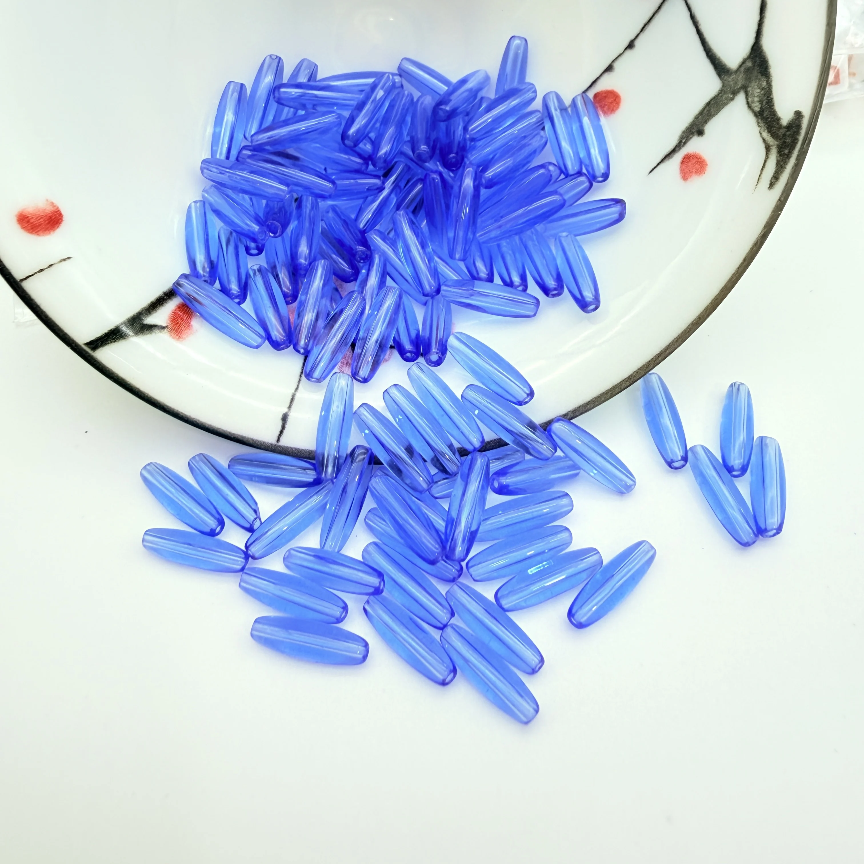 3x11mm Translucent Blue Long Shuttle Glass Beads Loose Beads For Earrings Necklaces Bracelets DIY Jewelry Making Materials