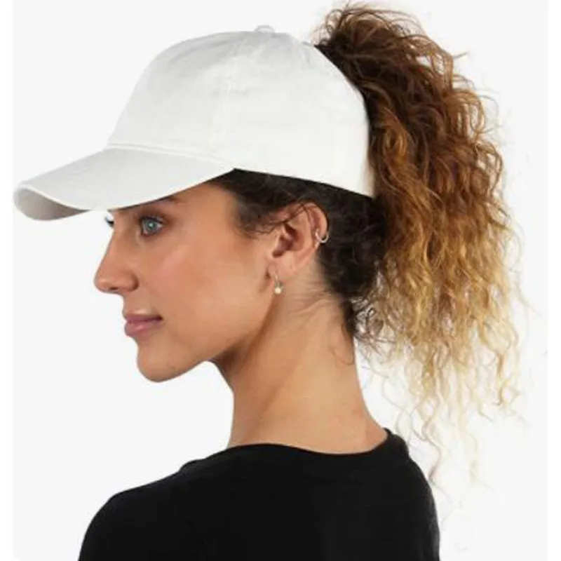 Solid Color High Ponytail Baseball Cap for Women Girls Sport Running Golf Tennis Caps Bundle Hair Tie High Messy Bun Ponycap