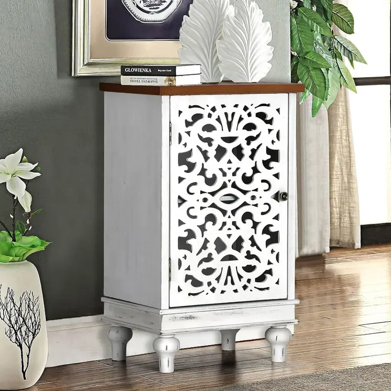 Italian Light Luxury Bedroom Chest of Drawers Hollow Pattern Decorative Locker Panel Furniture Cabinet