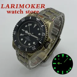 BLIGER Bronze 43mm GMT Men's Watch NH34 Automatic Movement Black luminous dial Sapphire glass 100 m waterproof Oyster bracelet