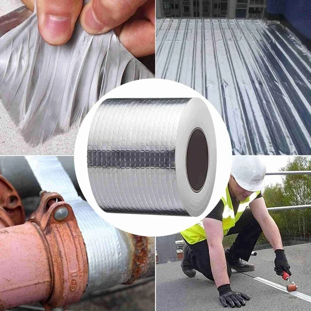 Aluminum Foil Butyl Tape Super Self Adhesive High Temperature Resistance Waterproof For Roof Pipe Repair Home Renovation Tools