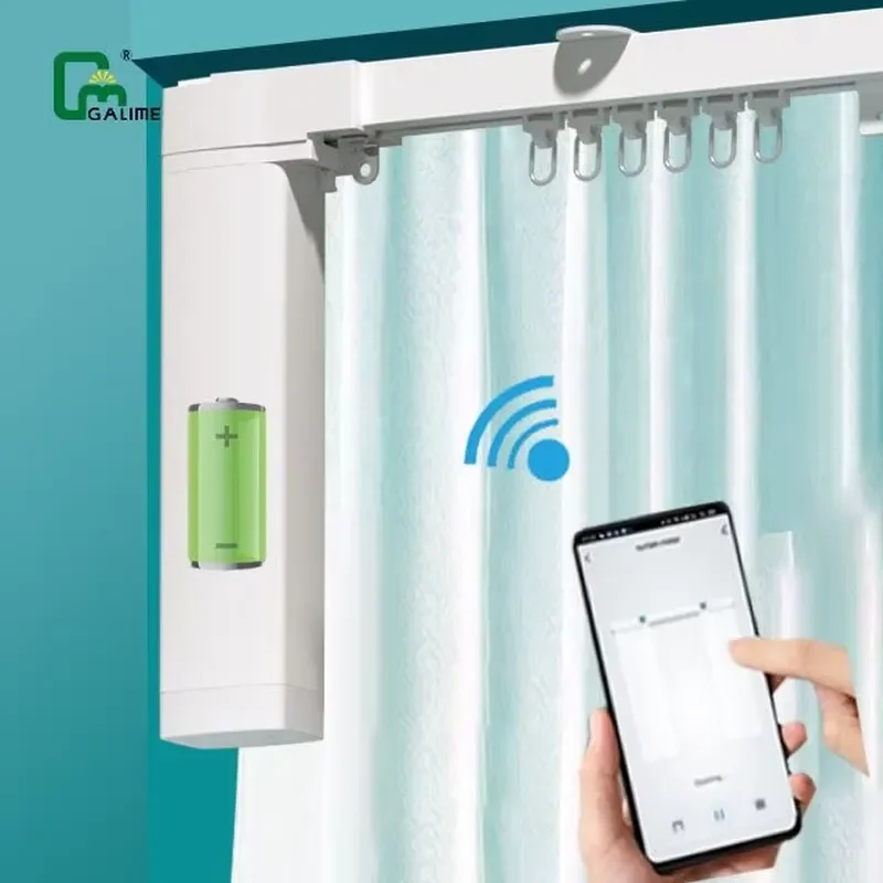 Galime Battery Powered Smart Curtain Motor Tuya Zigbee Type C Rechargeable 2500mAh Lithium Battery Motorised Curtain for