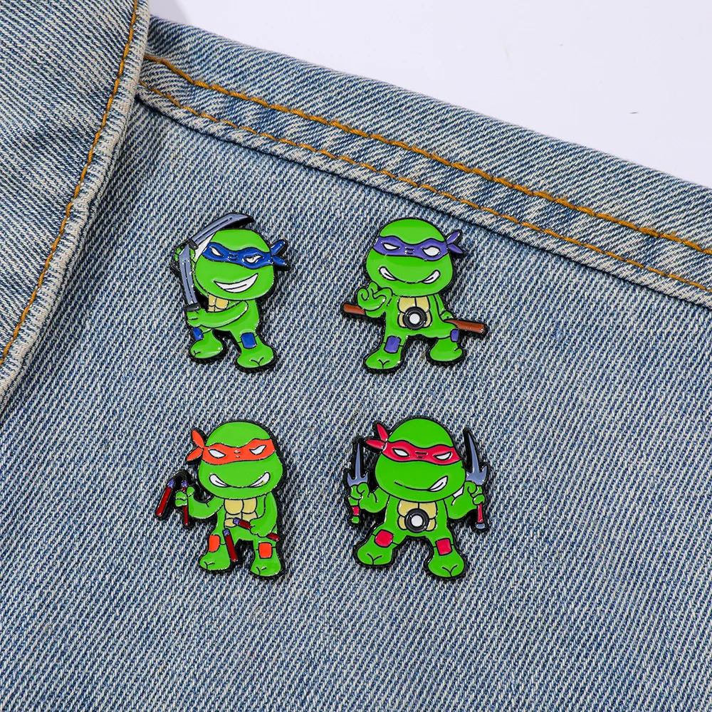 Teenage Mutant Turtles Ninja Leonardo Michelangelo Broche Set Anime Legering Emaille Pin Vechtsporten Cadeau voor Fans Turtle Power