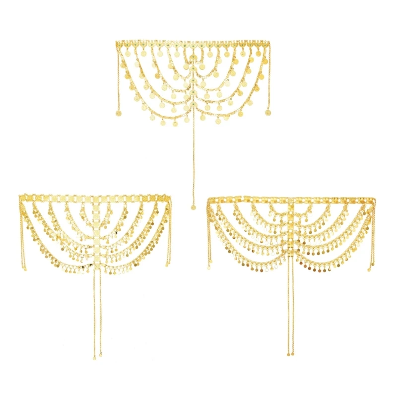 Secure Fit Arabic Coin Hair Chain Headwear Stays In Place During Dance Activity Y166