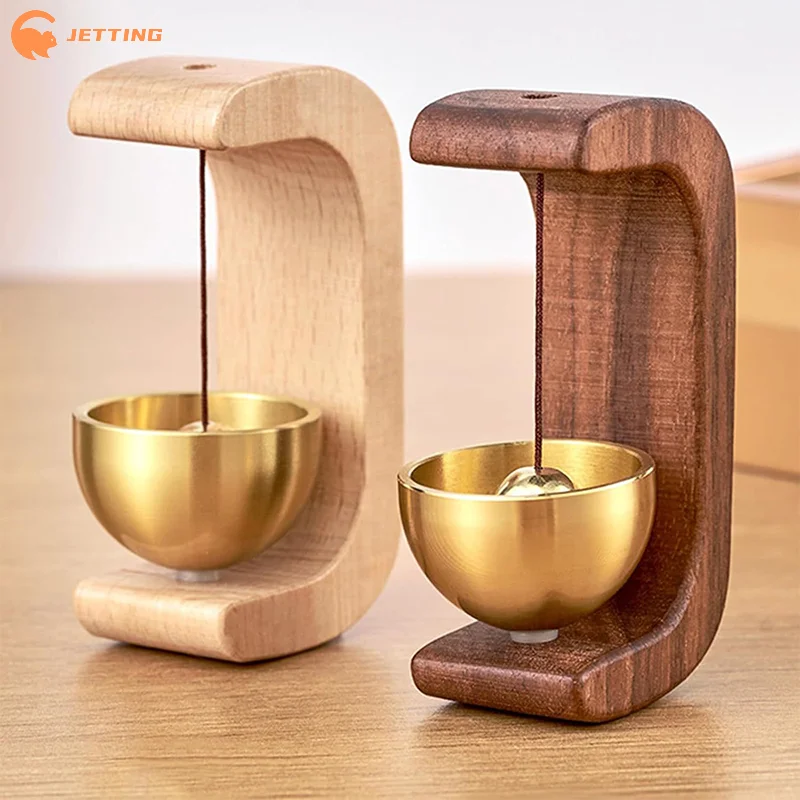 (New) 1PCS Wooden Wind Chimes Magnetic Brass Wireless Doorbell Jingle Bell Entrance Hanging Pendants Home Decorative Door Bells