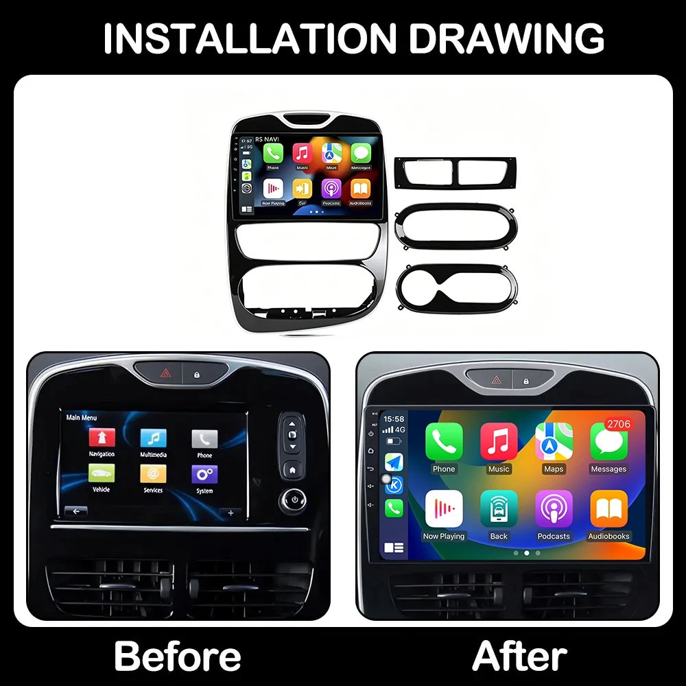 9Inch Android 16 For Renault Clio 4 2012-2016 Car Radio Multimedia Player Navigation GPS Wireless Carplay 4G WIFI