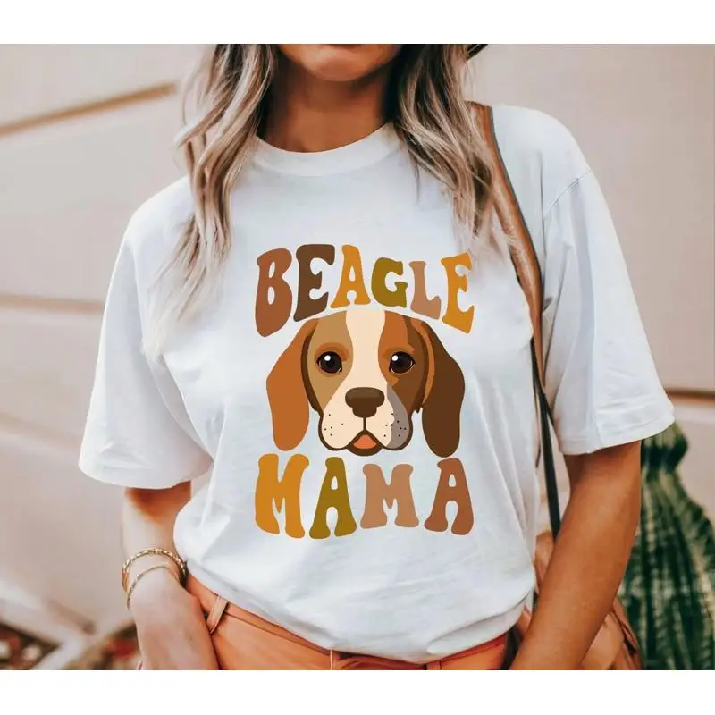 

Женская футболка Beagle Dog Mama, футболка унисекс, рубашка для любителей домашних животных, подарок для мамы с собакой, милая