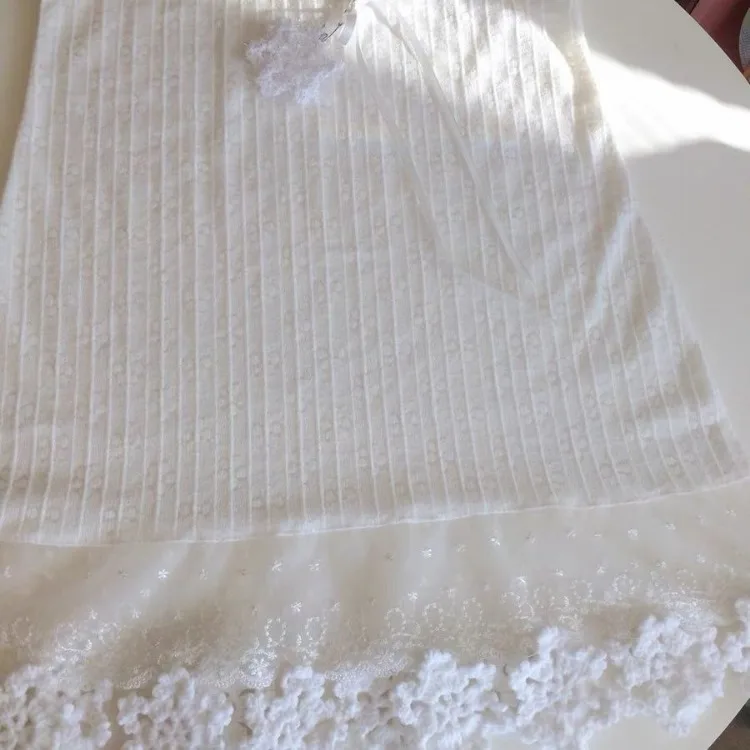 فساتين بروتيل بيضاء من الدانتيل الحلو مناسبة للربيع والصيف فستان ندفة الثلج الجديد للنساء Y2k فساتين فضفاضة متوسطة الطول #5