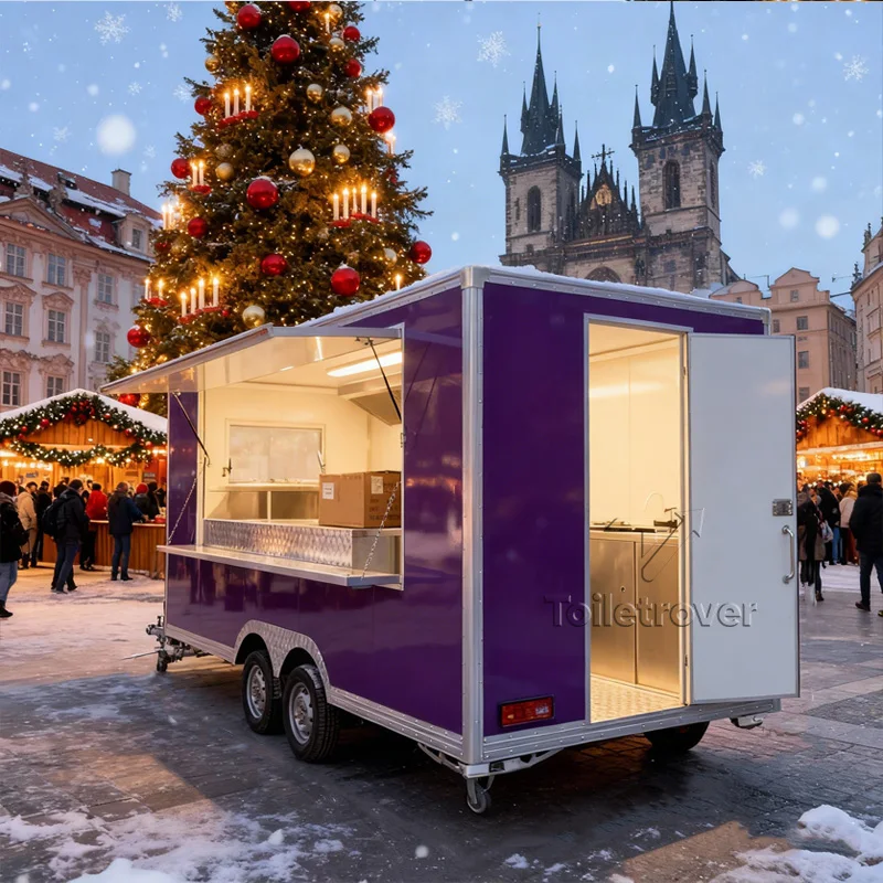 عربة طعام متنقلة كروس معجنات شوارما برجر بيتزا هوت دوج آيس كريم شاحنة طعام مقطورة طعام مستقبلية مع مطبخ كامل