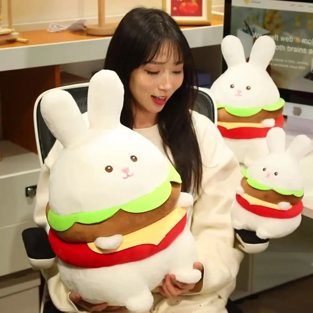 

PP Cotton Hamburger Bunny Plush Doll 25/35cm Fluffy Hamburger Rabbit Plush Toys Stuffed Soft Baby Rabbit Sleeping Pillow