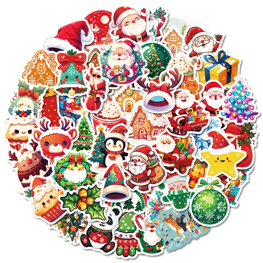 10/30/50/100 Stück Kawaii Cartoon Weihnachten Aufkleber Weihnachtsmann Ästhetische Aufkleber Spielzeug Kinder DIY Tagebuch Laptop Scrapbook Niedliche Aufkleber