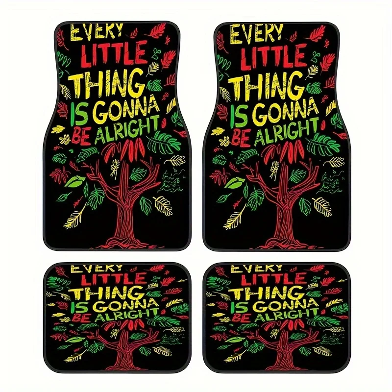 

Set of Four 2D Car Floor Mats Featuring Reggae Music Themes, Non-Slip Mats Provide Full Coverage for Cars, Suvs, And Vans，gift