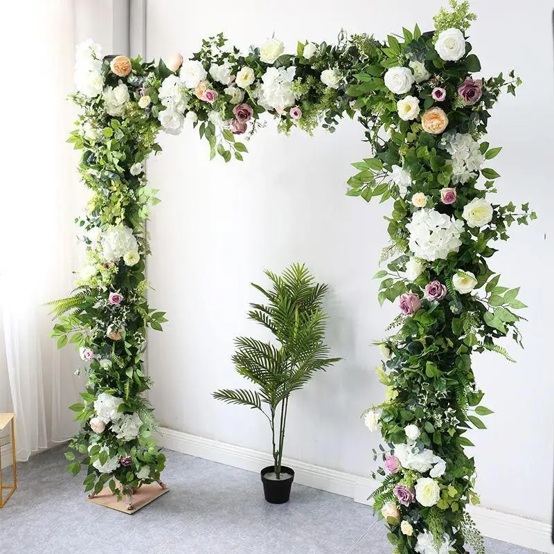 Simulation green plant flower row road lead wall hanging arch wedding floral decoration photo welcome Mori plant