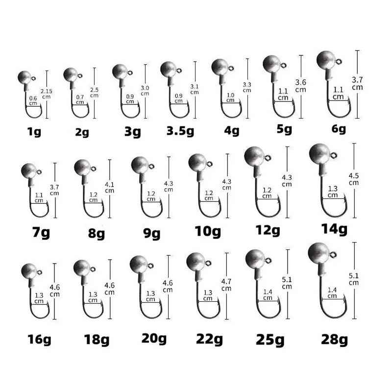 Bazooka Lead Head Hook JIG Jighead 1/2/5/7/10/14/20/25/28g Crank Fishing Lure Ball Worm Rig Weedless Soft Bass Pike Winter Bait