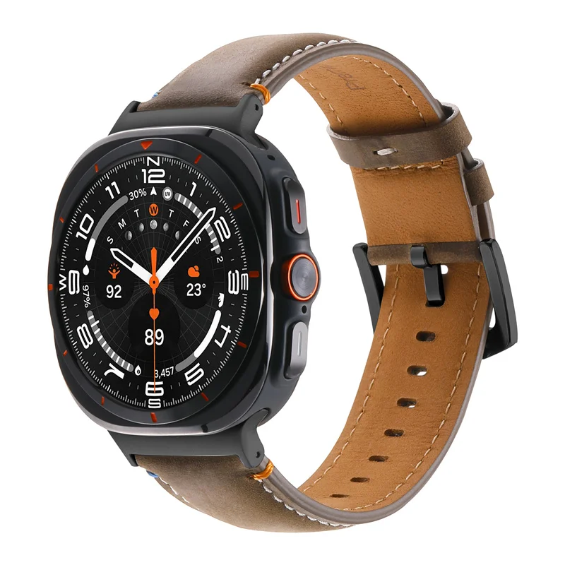 Lederarmband ohne Lücken für Samsung Galaxy Watch 7 ULTRA 47 mm Herrenarmband für Galaxy Watch Ultra7 47 mm für gebogenes Armband