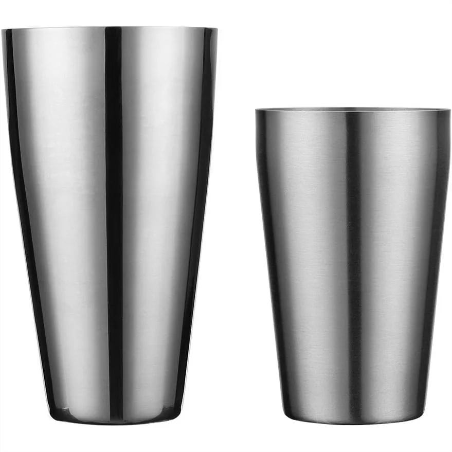 

Professional Stainless Steel Boston Cocktail Shaker Set 20oz Unweighted & 28oz Weighted Tins For Bartenders