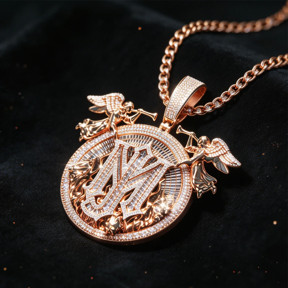 Iced Out 3D Letters Hip Hop Pendant Cuban Chain Necklaces Accessories Cz Pendants for Men Women Rapper Couple Gifts Jewelry