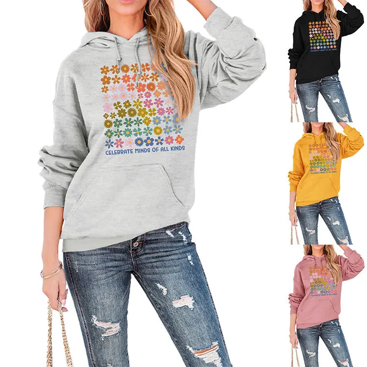 

Autumn and winter new casual hoodie celebrate minds of all kinds of printed fashion long-sleeved blouse ladies loose pullover