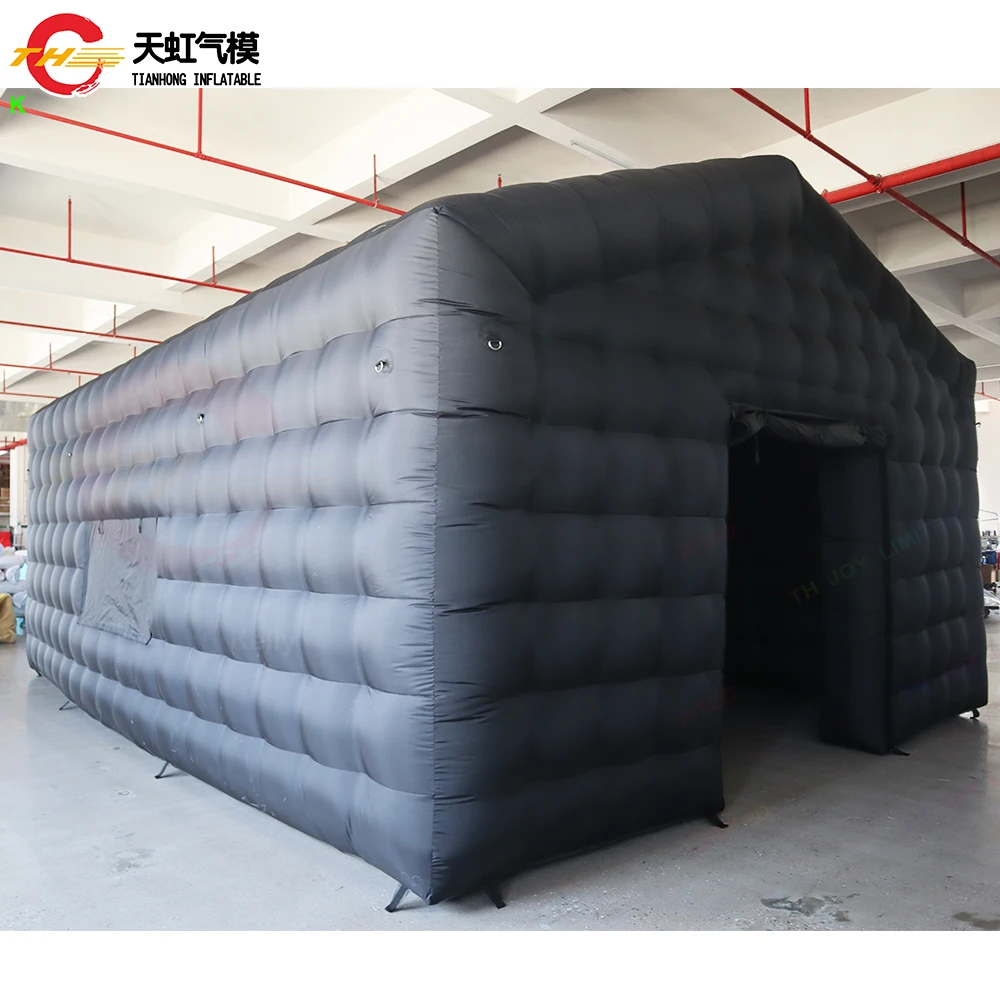 7x5m Black Inflatable Nightclub Tent Outdoor Party Event Inflatable Lawn Tent with Blower Disco Light N Fog Machine