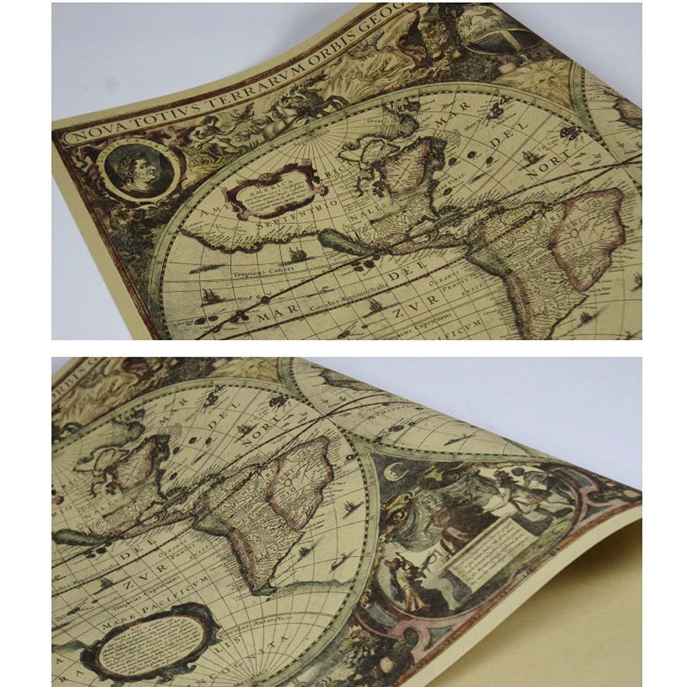 Retro World Map Nautical Ocean - đánh giá và giá Star Map Poster