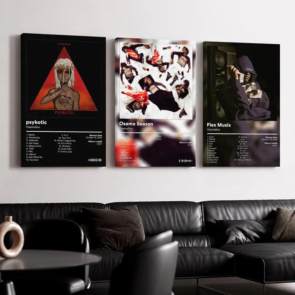 Rapper Music Album O-OsamaSon Framed Wall Painting Ready to Hang Canvas Wall Art Poster for Bedroom Living Room Home Decor Gift