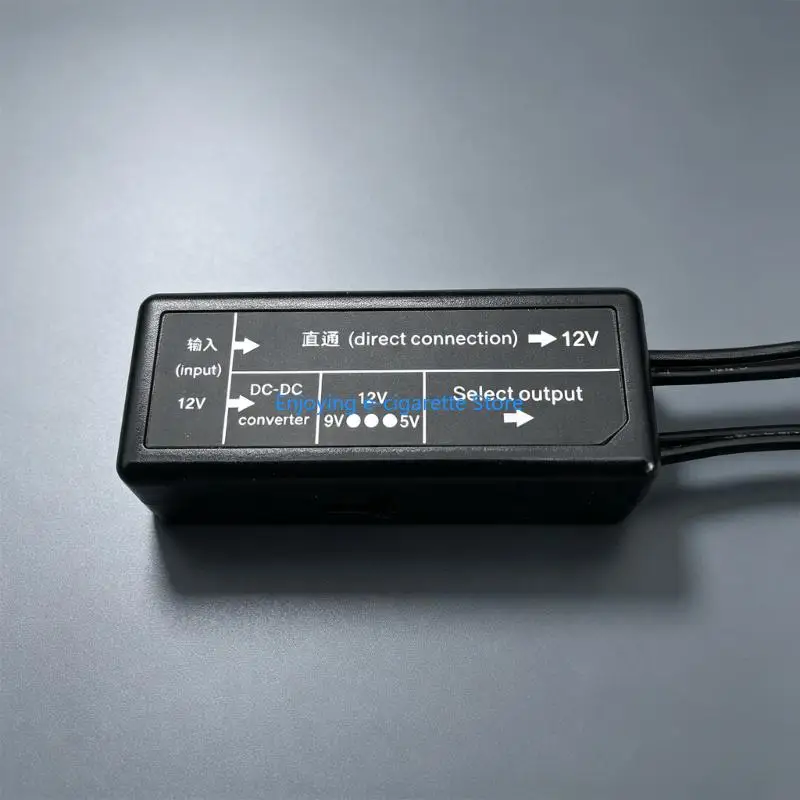 DC5521 Power Split Cable with Fixed 12V Output and Adjustable 5V 9V 12V Side, Short Cable Format for Lighting Speaker and Small
