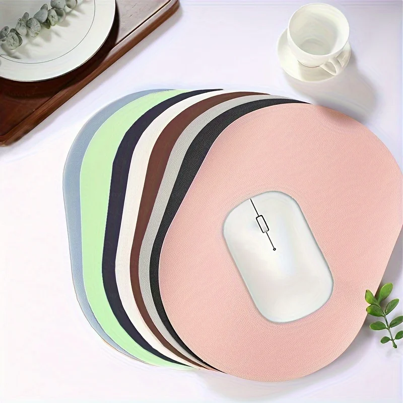 Oval small Mouse Pad Single-sided Solid Color Universal Non-slip Pad Mouse Pad Suitable for Laptop Office Leather Gaming Mouse P