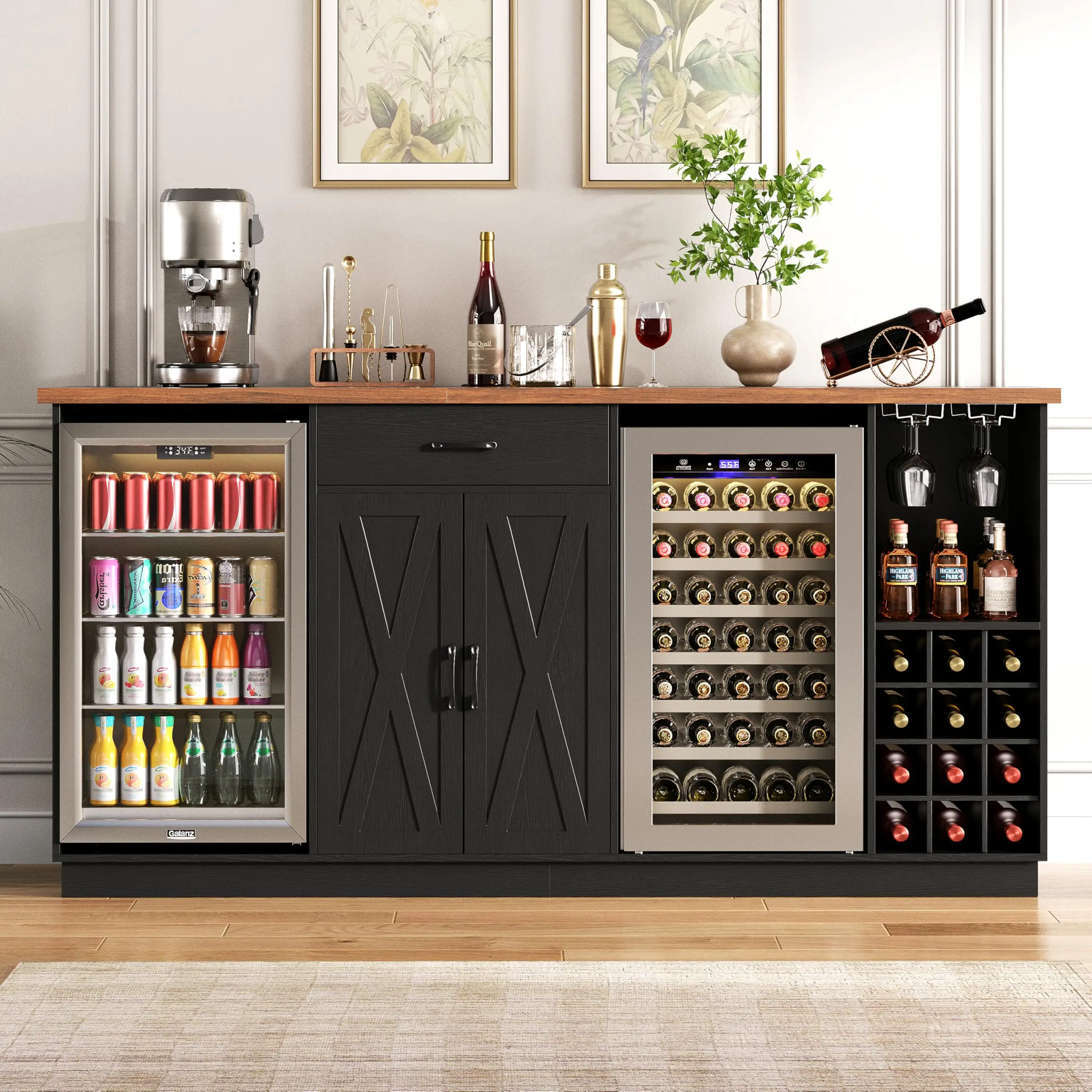 Bar Cabinet with Fridge, 78.74