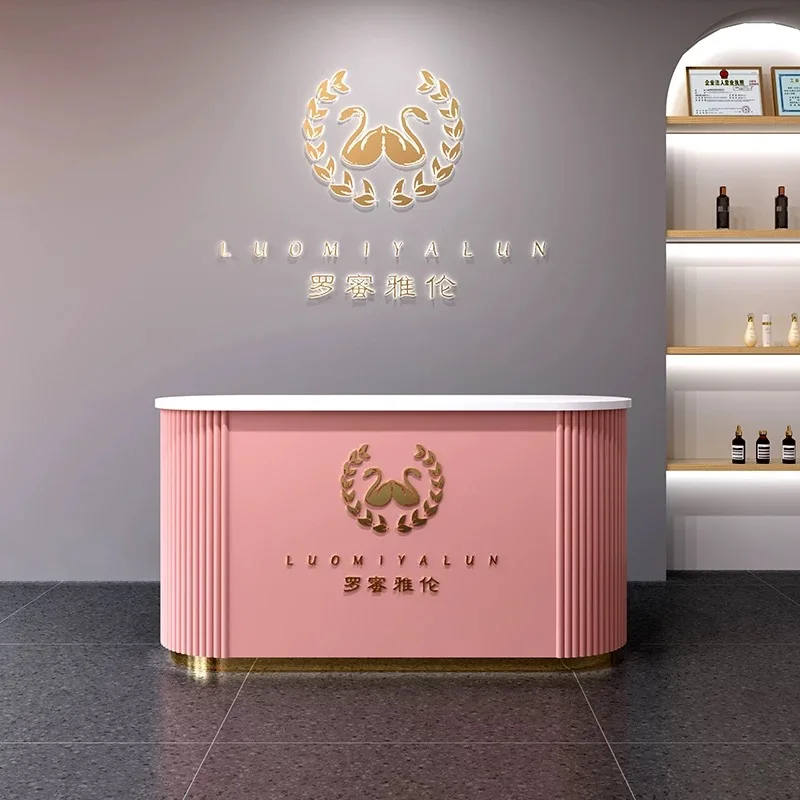 Boutique Front Desk Reception Counter Hotels Classic Luxury Reception Desks Beauty Salon Wood Mostrador Recepcion Furniture