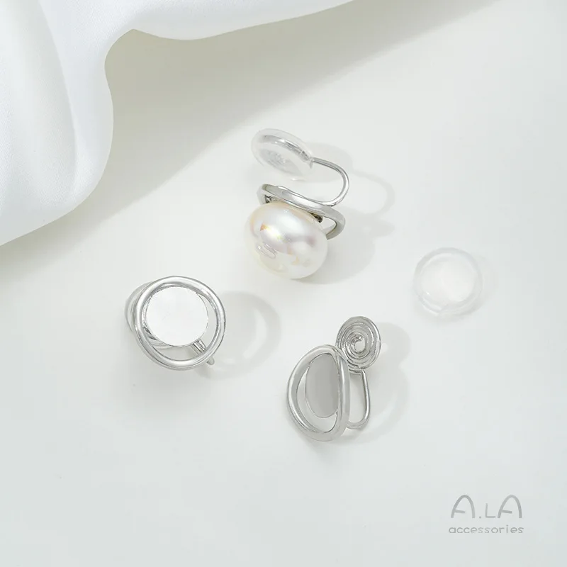 Color 14K Gold-coated Mosquito Coil Disc Flat Tray Disc Ear Clip Hmade DIY Sticky Steamed Bread Pearl Hmade Ear Jewelry Material