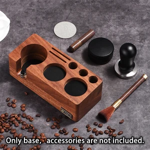 Treelf Coffee Tamper Soporter Multifuncional Stand Walnut Espresso Tamping Station Mat Rack 54/58 mm Accesorios de máquinas de café 8 Mejores titulares de manipuladores de café de ventas - №3