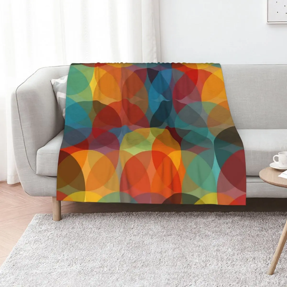 Mid Century Modern Circle Print 2 Throw Blanket for winter Moving Extra Large Throw Weighted Soft Big Luxury Brand Blankets