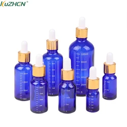 5ml-100ml Dropper Bottles With Scale Reagent Eye Drop Blue Glass Aromatherapy Liquid Pipette Bottle Refillable Bottles Travel