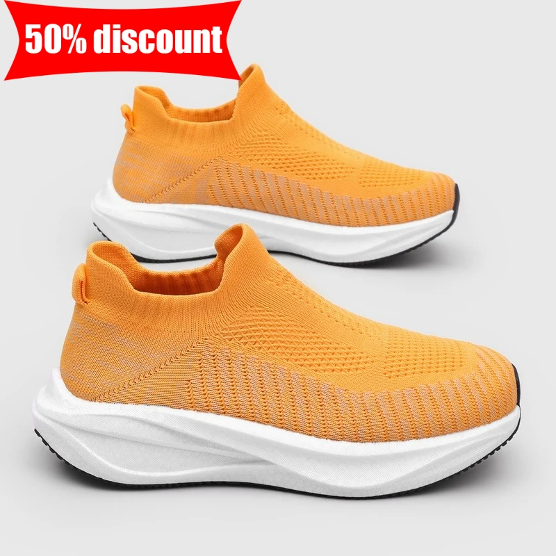 

Mens Sports Shoes Breathe Mesh Ultra Light Slip-on Couple Fitness Shoes New Soft Sole Cushioning Plus Size Trendy Running Shoes