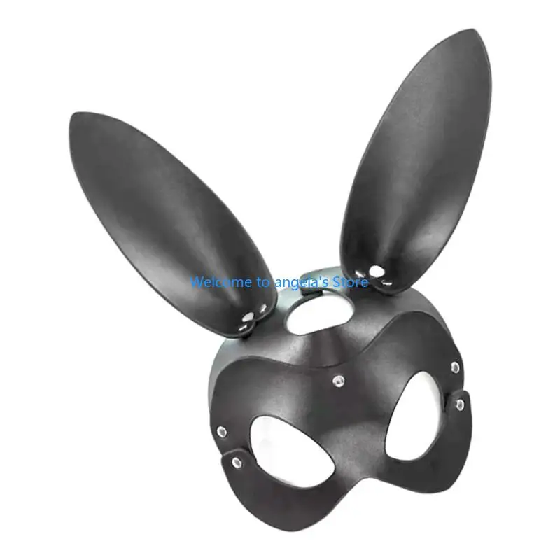 X4YC Wentylowana maska ​​​​dziewczęca królika Akcesoria Cosplay Praktyczna maska ​​do odgrywania ról ze skóry PU
