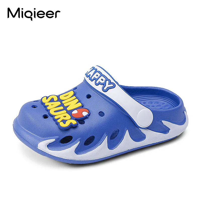 

Сандалии детские для сада и пляжа, Нескользящие шлепанцы с мультяшным динозавром для мальчиков и девочек, летняя обувь для дома