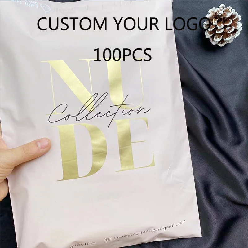 100 200 300 400 500 pcs custom logo mailing bag nude degradable express transfer bag gift Mailer Courier shipping bag