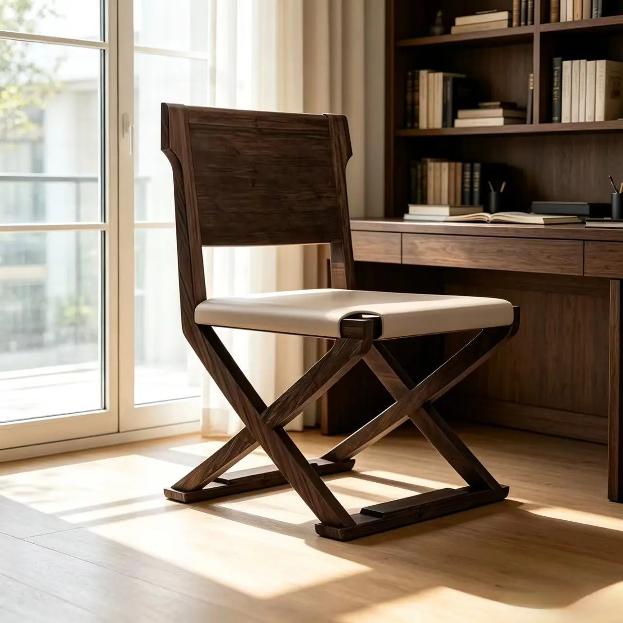 Ash wood cross dining chair, medieval wabi wind back chair, restaurant and bed and breakfast