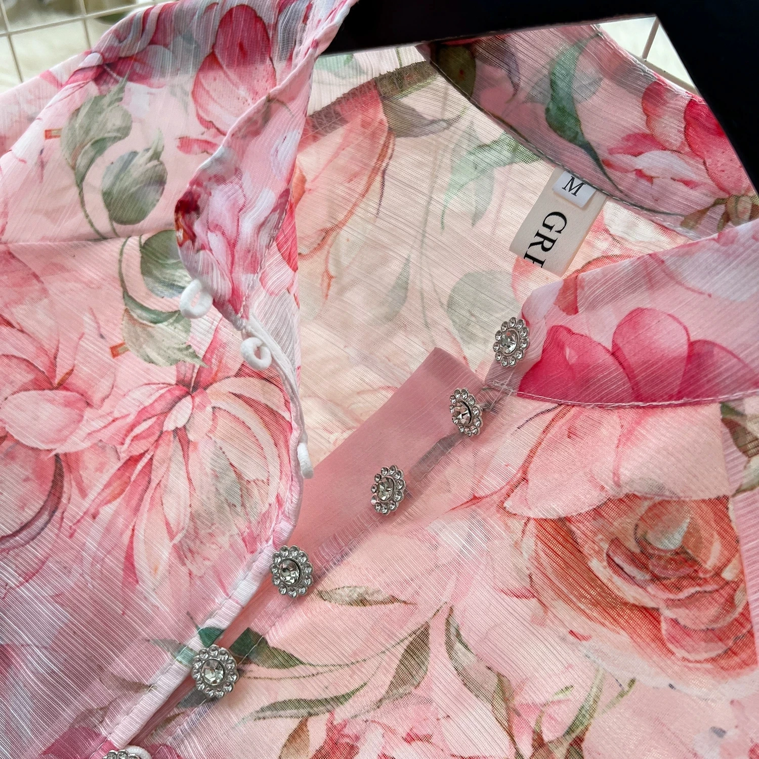 Summer Holiday Organza Gorgeous Flower 2 Piece Set Women Long Lantern Sleeve Shirt Blouse and Elastic Waist A Line Skirt Suit view 4