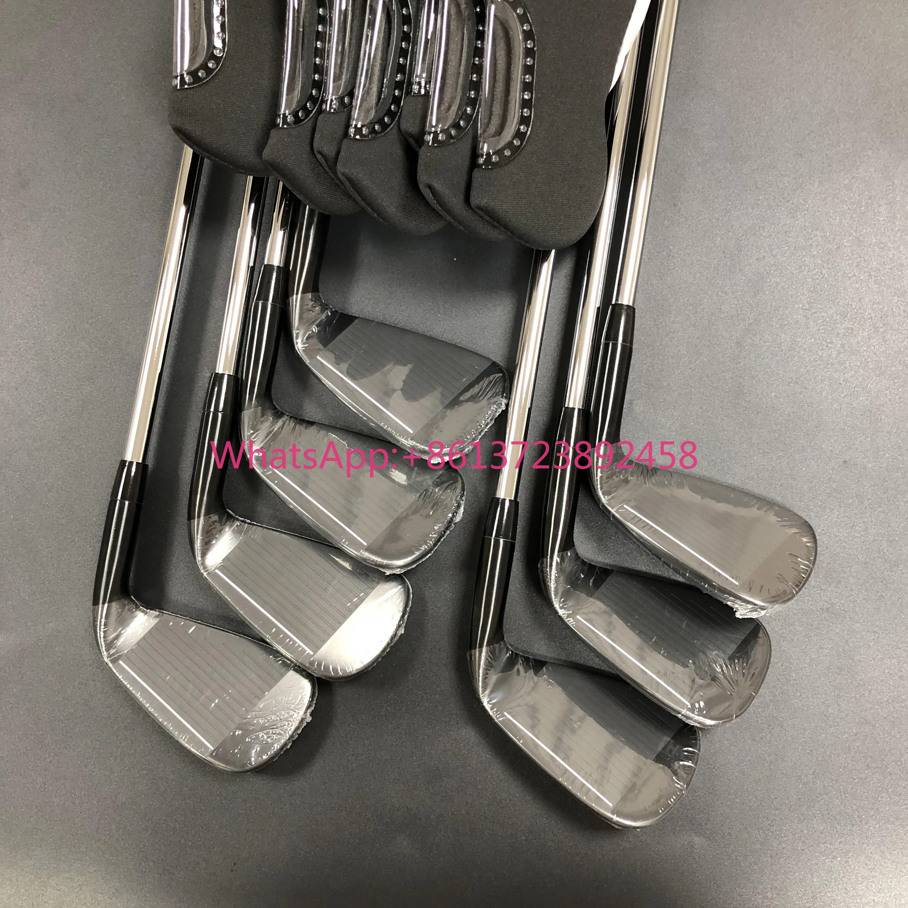 Black Golf Irons Set Right Handed 7-Piece Forged Graphite & Steel Shafts S Flex Rubber Grips