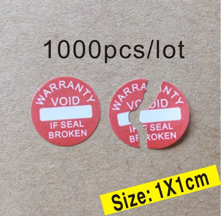 1000pcs/lot Diameter 10 mm Warranty sealing label sticker void if seal broken damaged, Universal with years and months for